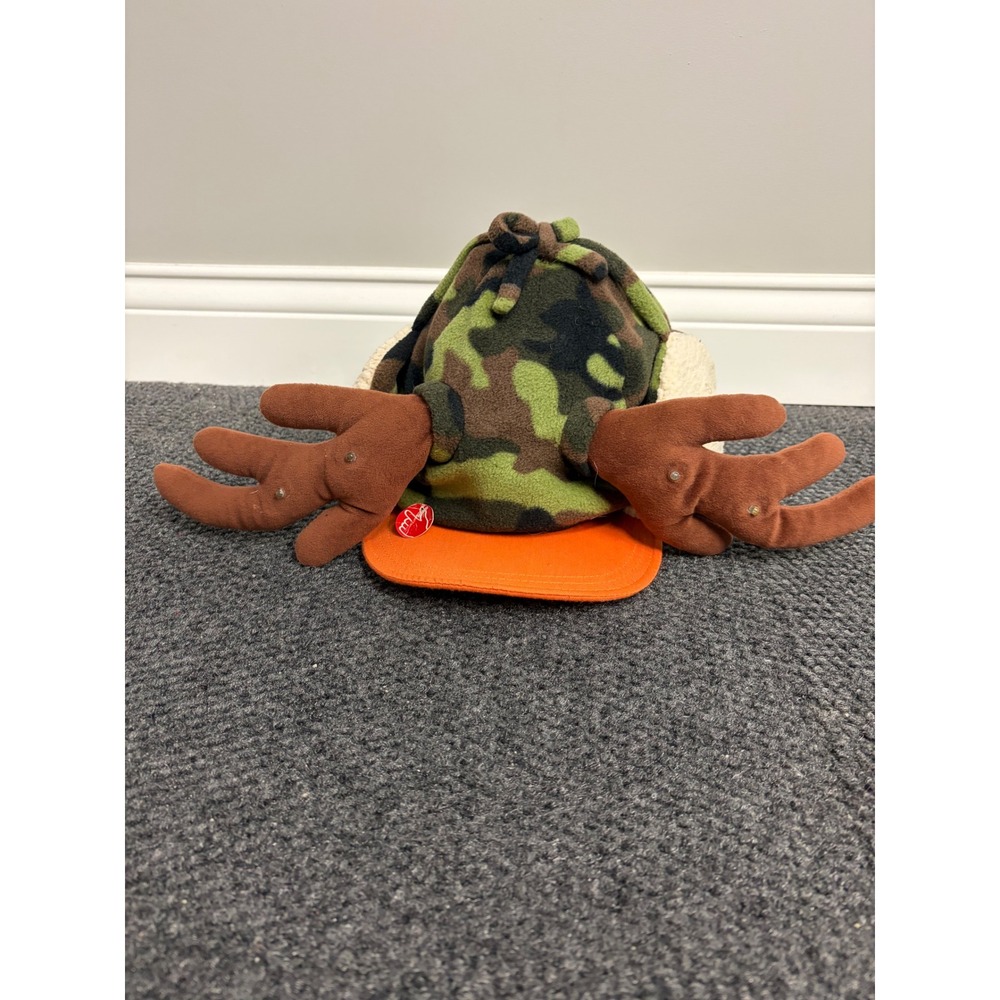 Dan Dee Collectors Choice Camo Moose Antler Hat Orange Brim Snapback Vintage